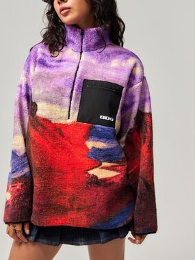 LIKE NEW! BDG Landscape Pullover Fleece Jacket